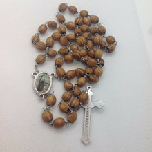 Saint Clare olive Wood Rosary Sacred Beads Jerusalem Necklace Oval Catholic Mary