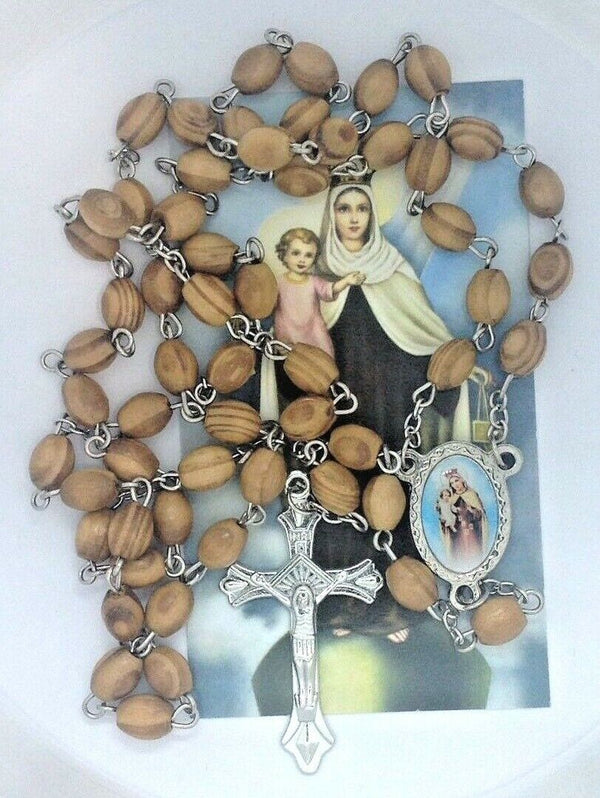 Mount Carmel Rosary olive wood Jerusalem Virgen De Él Carmen Rosario de madera