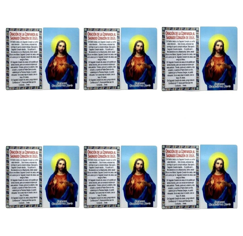6 Corazón de Jesús Estampa  Laminada S.Heart of Jesus Prayer Holy card Spanish 