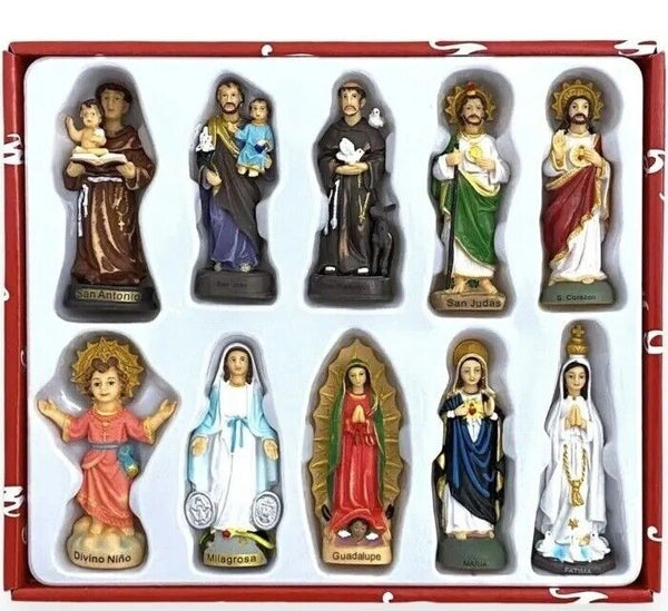  3" Assorted Saints Virgins Figurines Statues Imagenes Santos Virgenes 10 Pieces