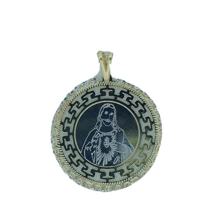 18k Gold Plated Sacred Heart of Jesus Christ Medal Catholic Pendant Necklace 20"