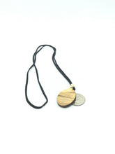 Santa Barbara Olive Wood Oval pendant Medal Necklace Cord Handmade Jerusalem