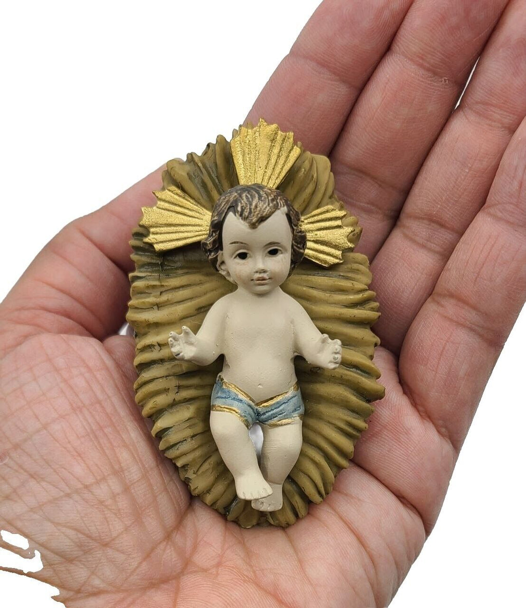 2 Inch Baby Jesus Crib Christmas Nativity Scene Niño Jesus Figurine Gift 