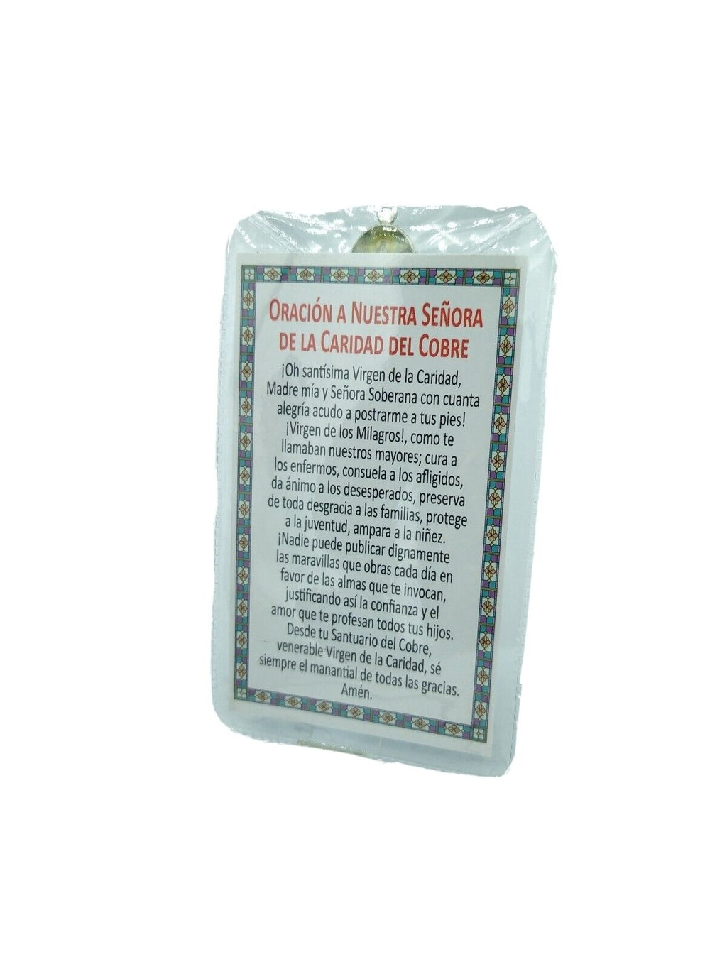 3X Caridad del Cobre spanish Prayer cards with Vinyl Folder Removable Medal 3X5"