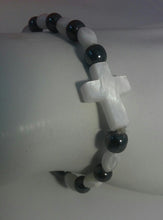 Mother of pearl bracelet made in Jerusalem cross Jesus pulsera de Nácar Stretch