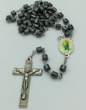 Saint Jude Rosary Hematite San Judas Necklace with Case Cross Jesus Catholic 22