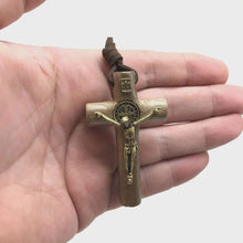 Saint St Benedict Medal Cross Crucifix Pendant with Cord Cruz de San Benito 2.5