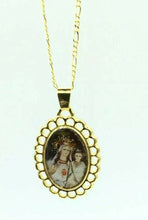 Virgen de la Mercedes Oval Medal our Lady Of Mercy Gold Plated Pendant Necklace 