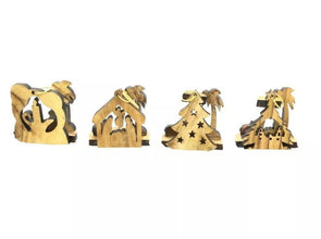 Olive Wood Christmas Tree Decoration - Nativity collection Set 4 Piece Gift Pack