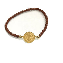 Saint St Benedict Bracelet Adjustable Medal Pulsera De San Benito Venturina Bead