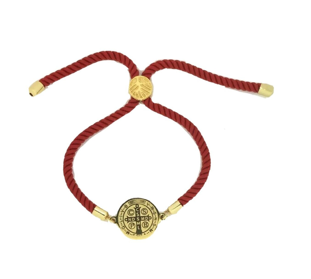 Saint St Benedict Bracelet Adjustable Red Cord Medal Pulsera Roja De San Benito
