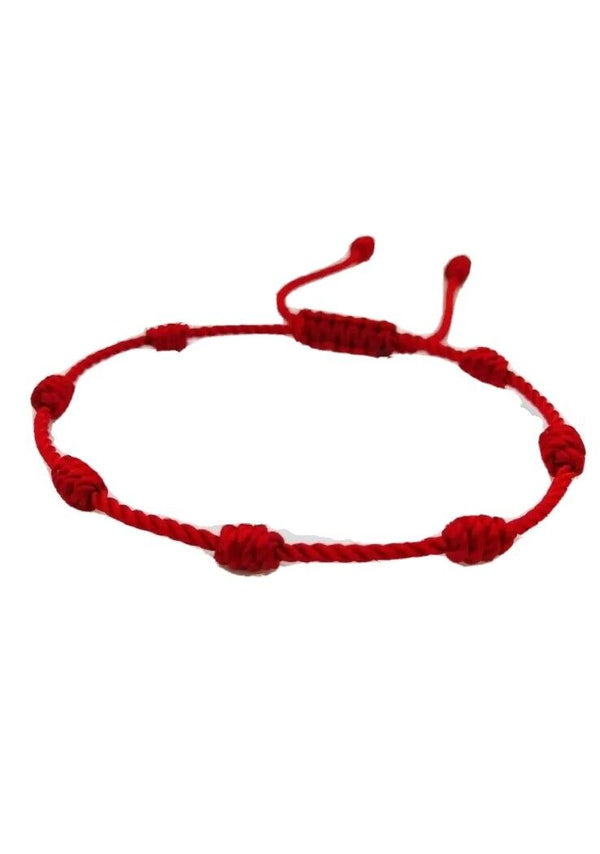 PULSERA/ROJA/DE/SIETE/NUDOS RED CORD SEVEN Knots BRACELET kabala Protection 