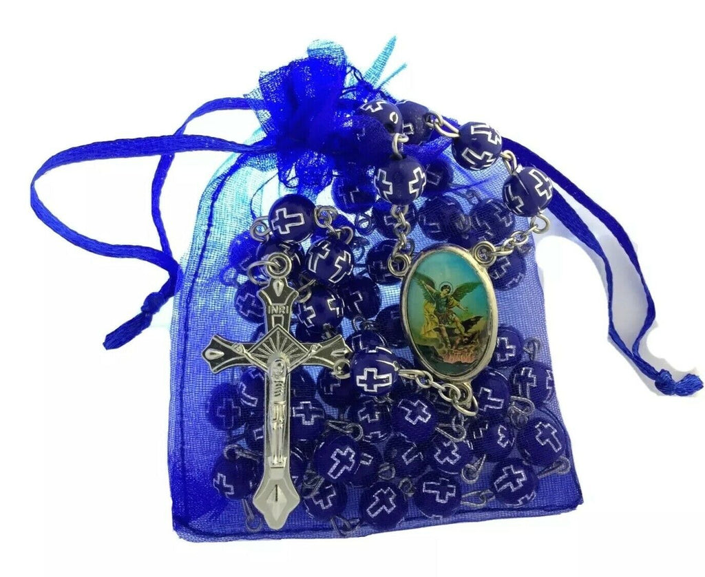Saint St.Michael Archangel Blue  Rosary San Miguel arcángel Necklace Protection