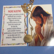 Religious Our Father Pendant Padre Nuestro Spanish Lord's Prayer engraved Acero 