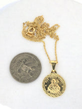 14K Gold Plated Saint Jude Necklace Pendant + Chain. San Judas Oro laminado 