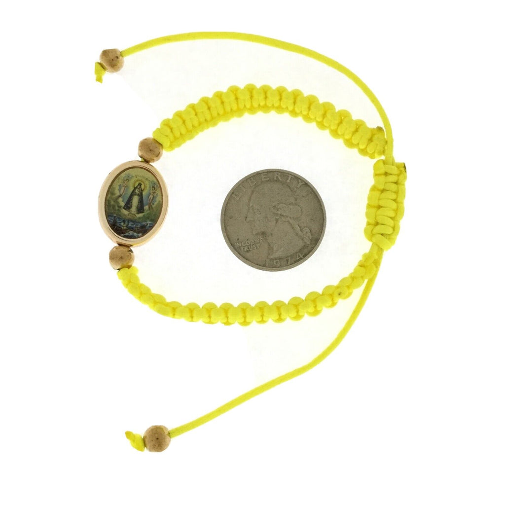 PULSERA DE LA CARIDAD DEL COBRE LADY OF CHARITY Yellow BRACELET CATHOLIC CHARM 