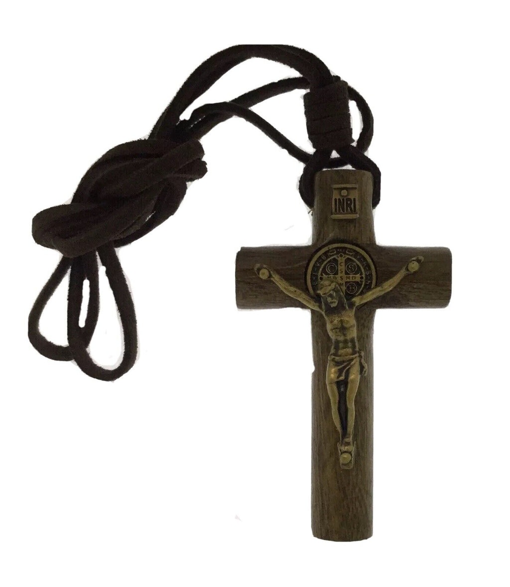 Saint St Benedict of Nursia Medal Cross Crucifix Pendant with Necklace, 26 Inch