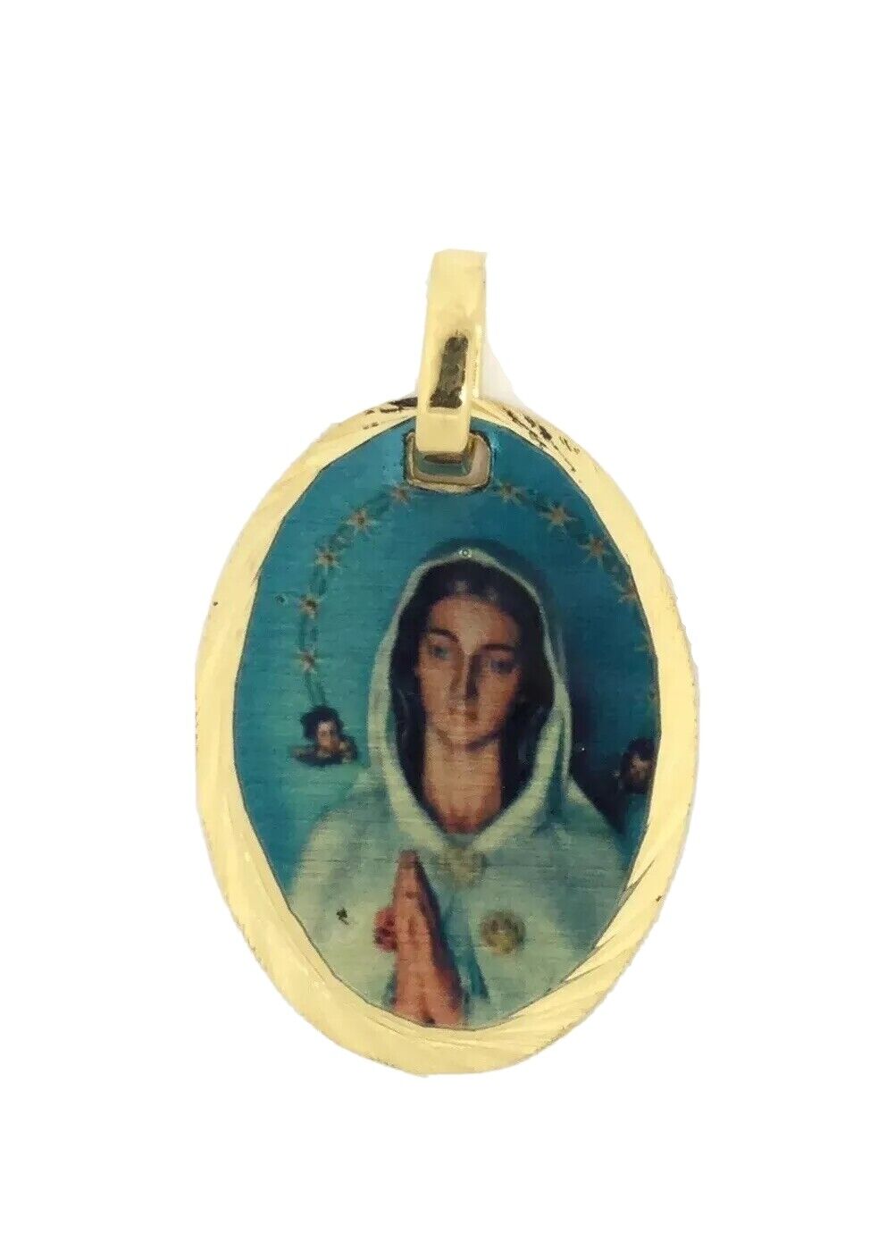 18k Gold Plated rosa mistica   medal pendant with Chain Mystical Rose VENEZUELA
