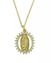 14k Gold Plated Virgen de Guadalupe Necklace Pendant Virgin Mary 20