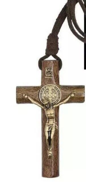 Saint St Benedict of Nursia Medal Cross Crucifix Pendant with Necklace, 26 Inch