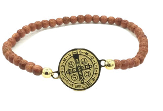 Saint St Benedict Bracelet Adjustable Medal Pulsera De San Benito Venturina Bead