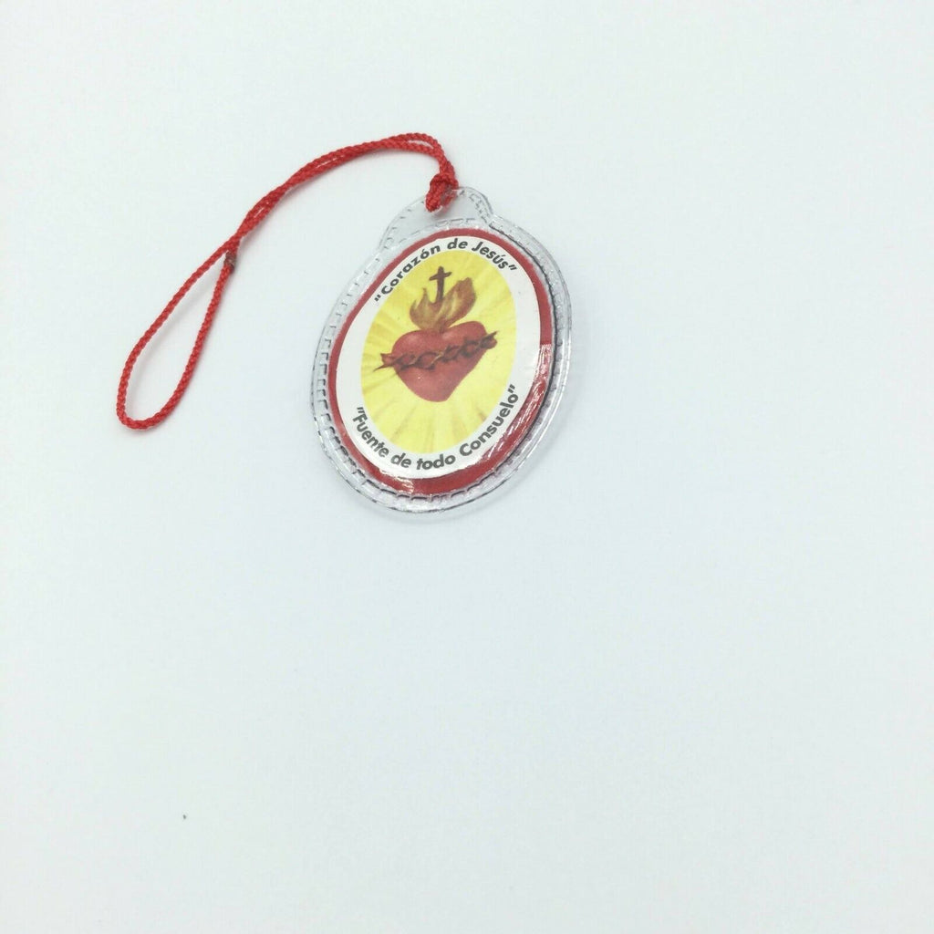 SACRED HEART OF JESUS  DETENTE corazón de Jesús laminated cloth Healing Red cord