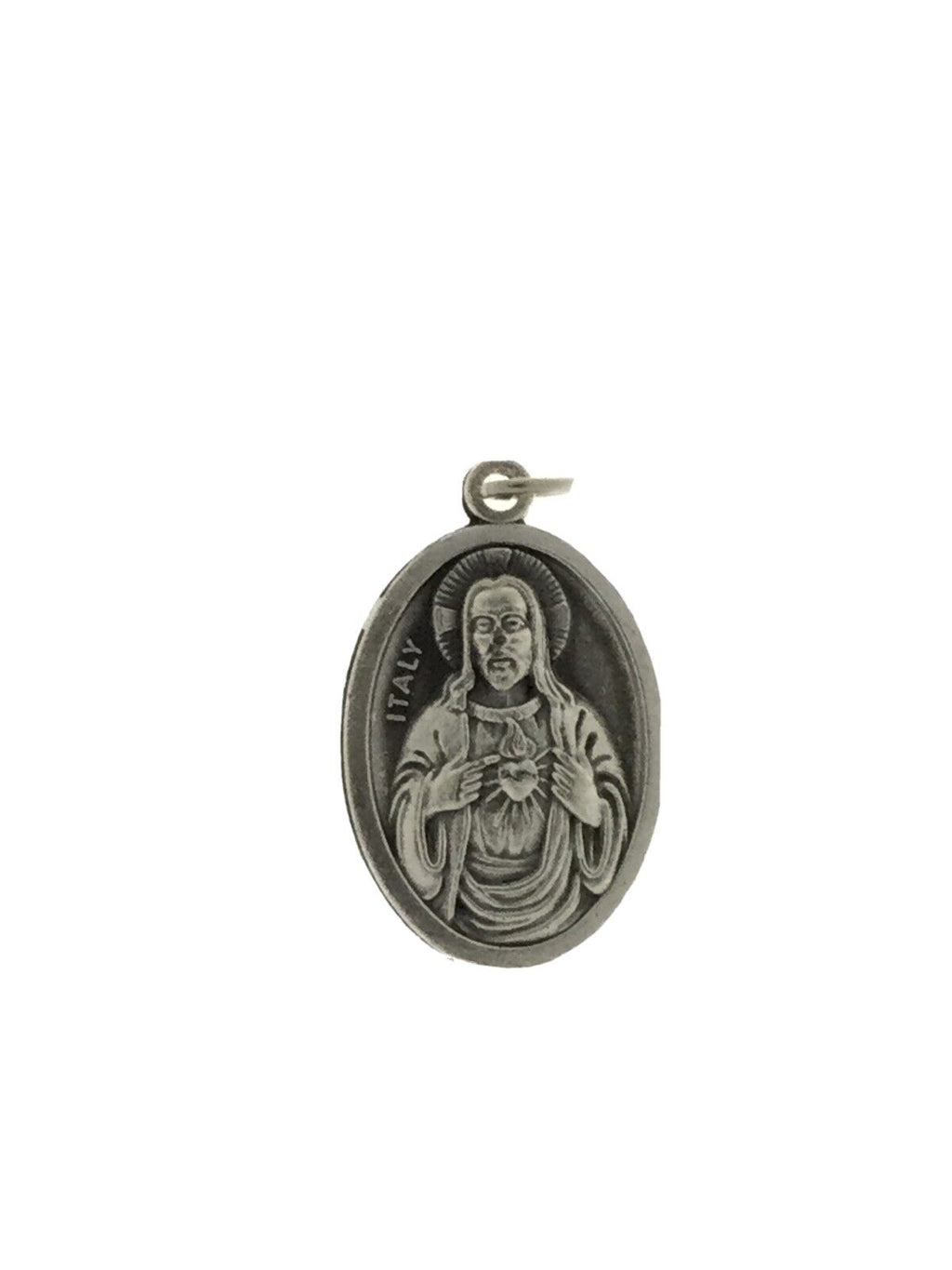 Pack of 6 Heart of Jesus & Virgin of Mt. Carmel Silver Scapular Oxidized Medals 
