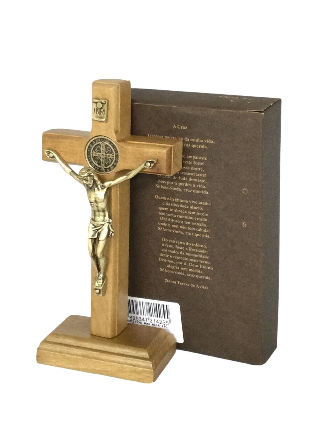 St.Saint Benedict Medal Wood Cross Crucifix Standing  medalla Cruz San Benito