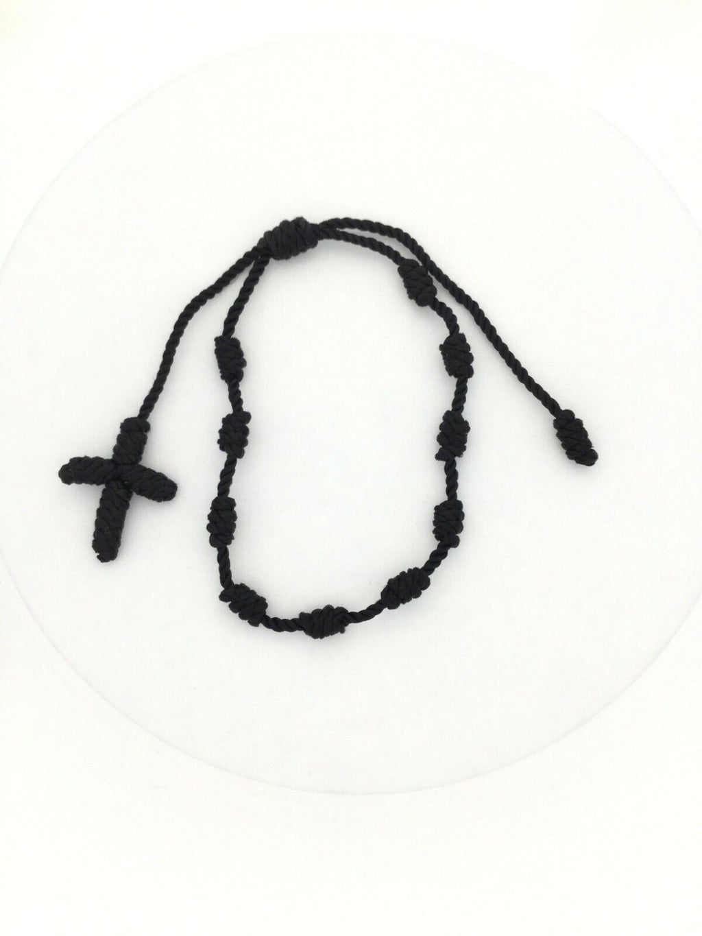 2 X Lucky Charms Rosary Black Bracelet Pulsera Decenario,Cross Bracelet Knotted 