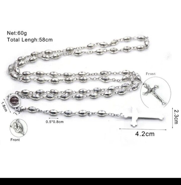Blessed Catholic Rosary Necklace Pendant  Jerusalem Catholic Holy Soil Crucifix