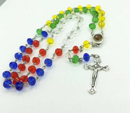 Missionary Rosary Cross Catholic multi-color Jerusalem soil Tierra Santa Cruz 