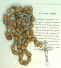 HOLY FAMILY Catholic Olive Wood Rosary Beads Jerusalem Necklace Oval Mary JESUS