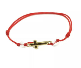 Adjustable Sliding Knot Bracelet Red cord Metal Jesus Cross Cord Pulsera Roja 
