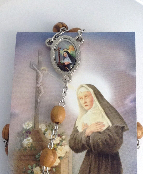 Catholic Rosary Necklace Olive Wood Saint Rita Jerusalem Prayer Santa Rita Casia