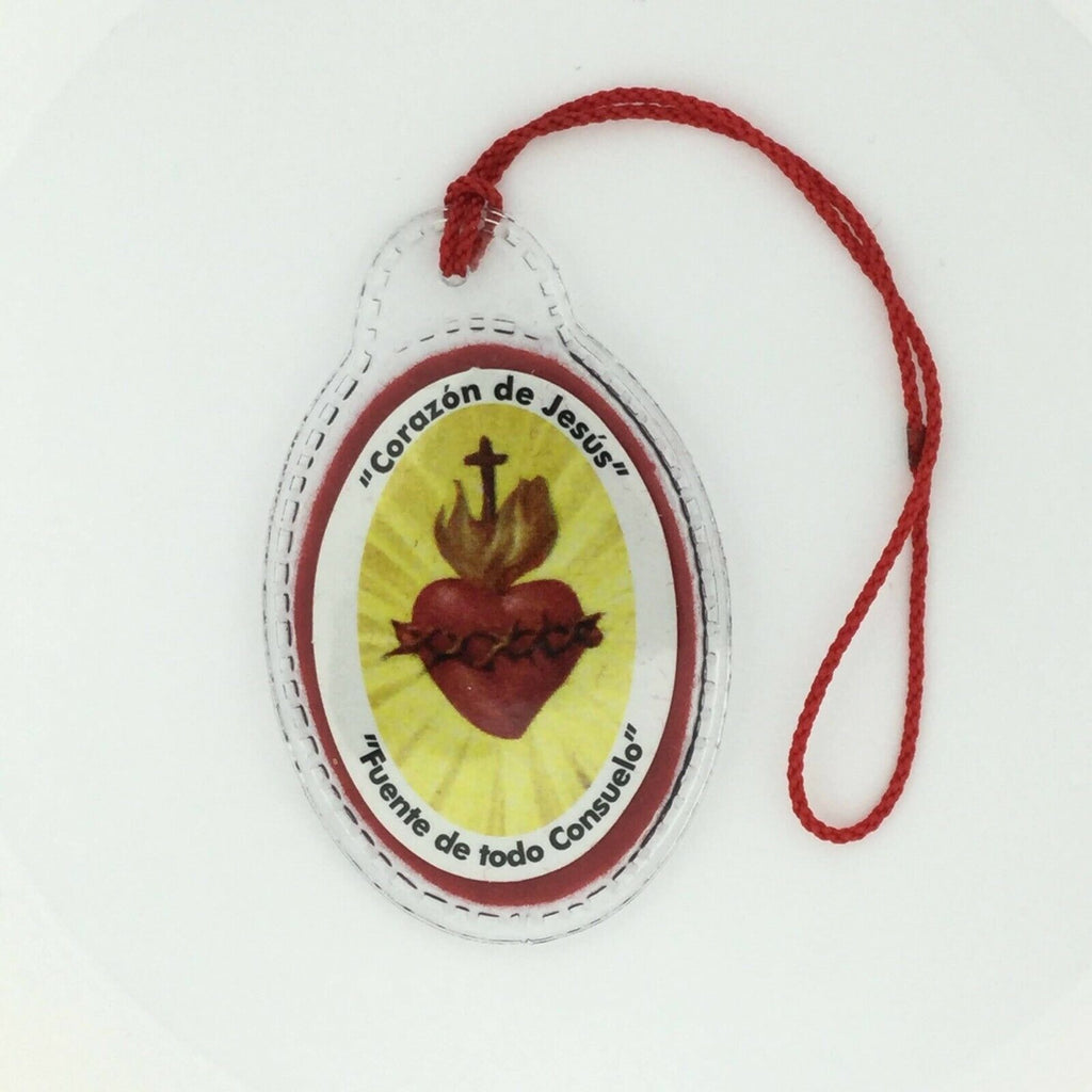 SACRED HEART OF JESUS  DETENTE corazón de Jesús laminated cloth Healing Red cord
