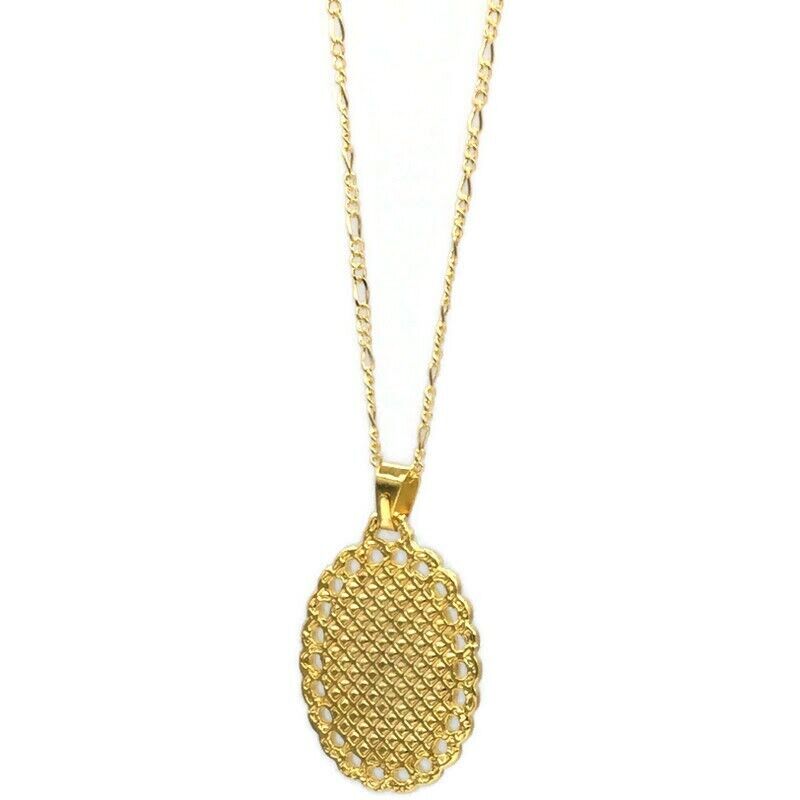Caridad del Cobre Medal Catholic Religious Gold Plated Pendant Necklace Cruz