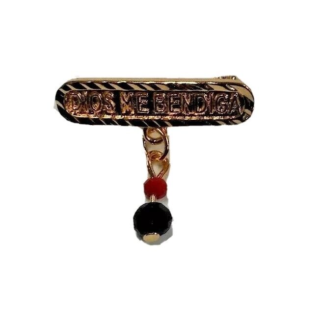 18k Gold Plated Simulated Azabache Evil Eye Protection Baby Pin DIOS ME BENDGA 