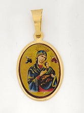 Virgen del Perpetuo Socorro Pendant 18k Gold Plated with 20 inch Chain perpetual