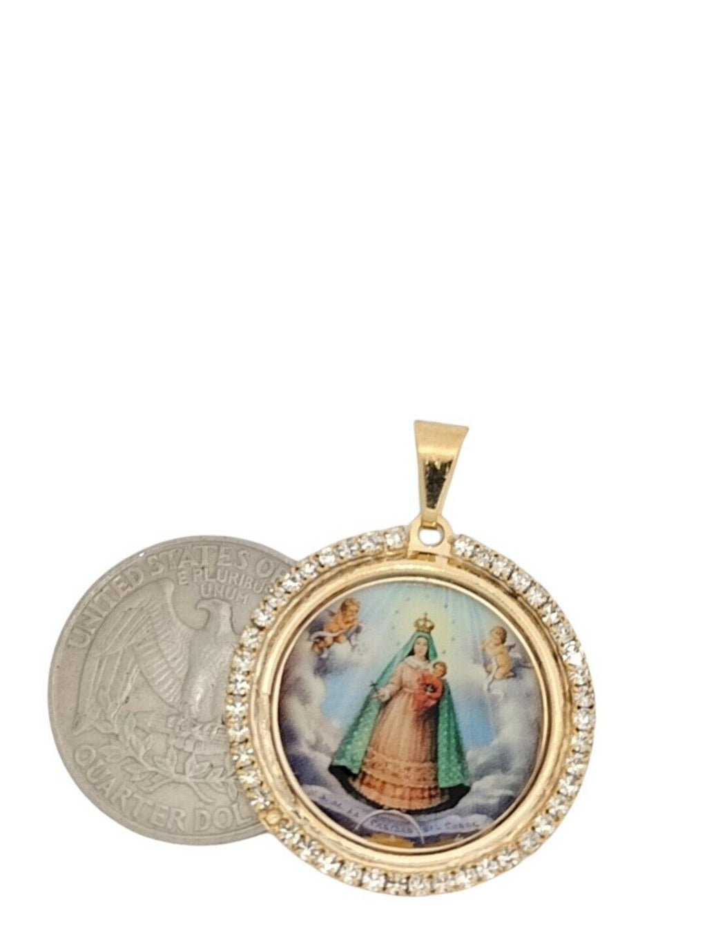 Virgin Caridad del Cobre Pendant Necklace 18K Gold Plated Chain "20 Inches" CUBA