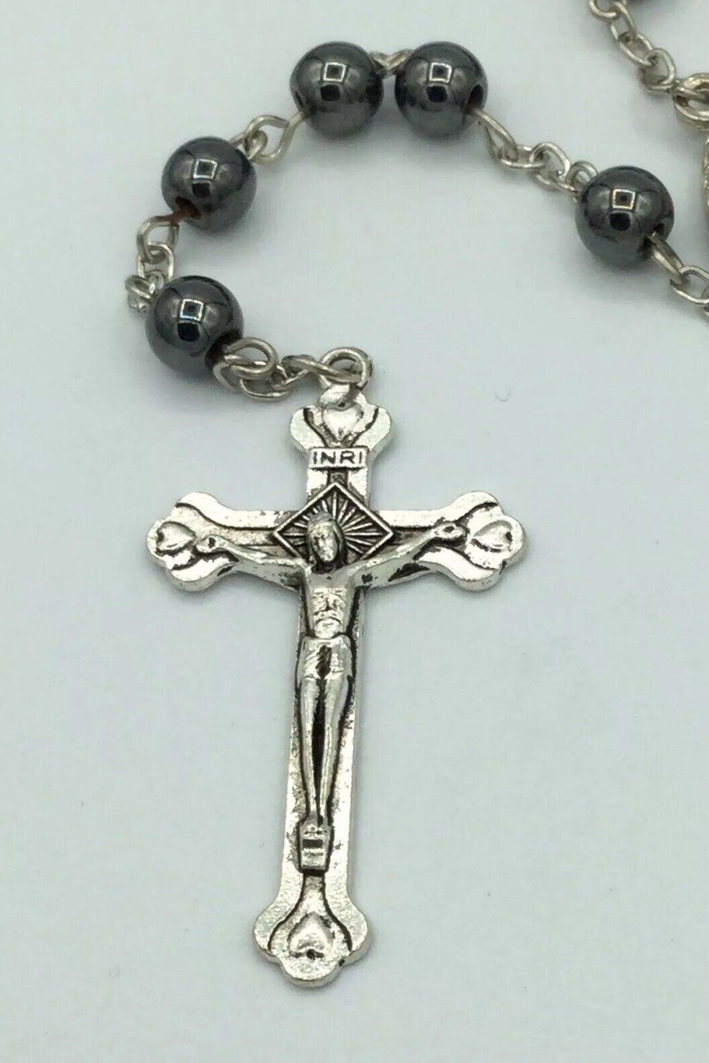 st.Saint Michael Archangel Rosary Hematite San Miguel arcángel Necklace Jesus