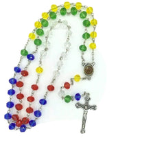 Missionary Rosary Cross Catholic multi-color Jerusalem soil Tierra Santa Cruz 