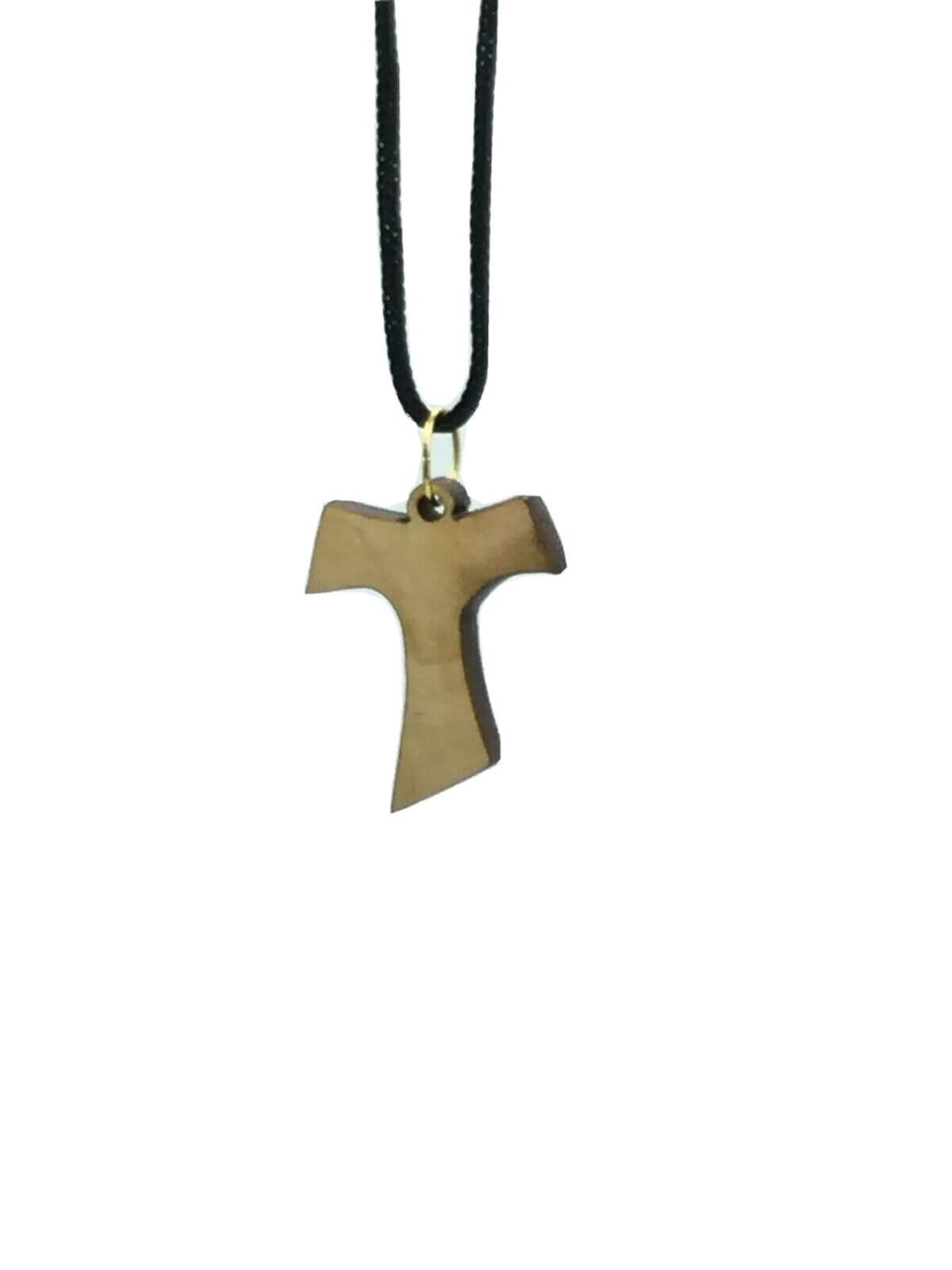 Handcrafted Genuine Olive Wood Tau Franciscan Cross,Pendant Necklace Jerusalem  
