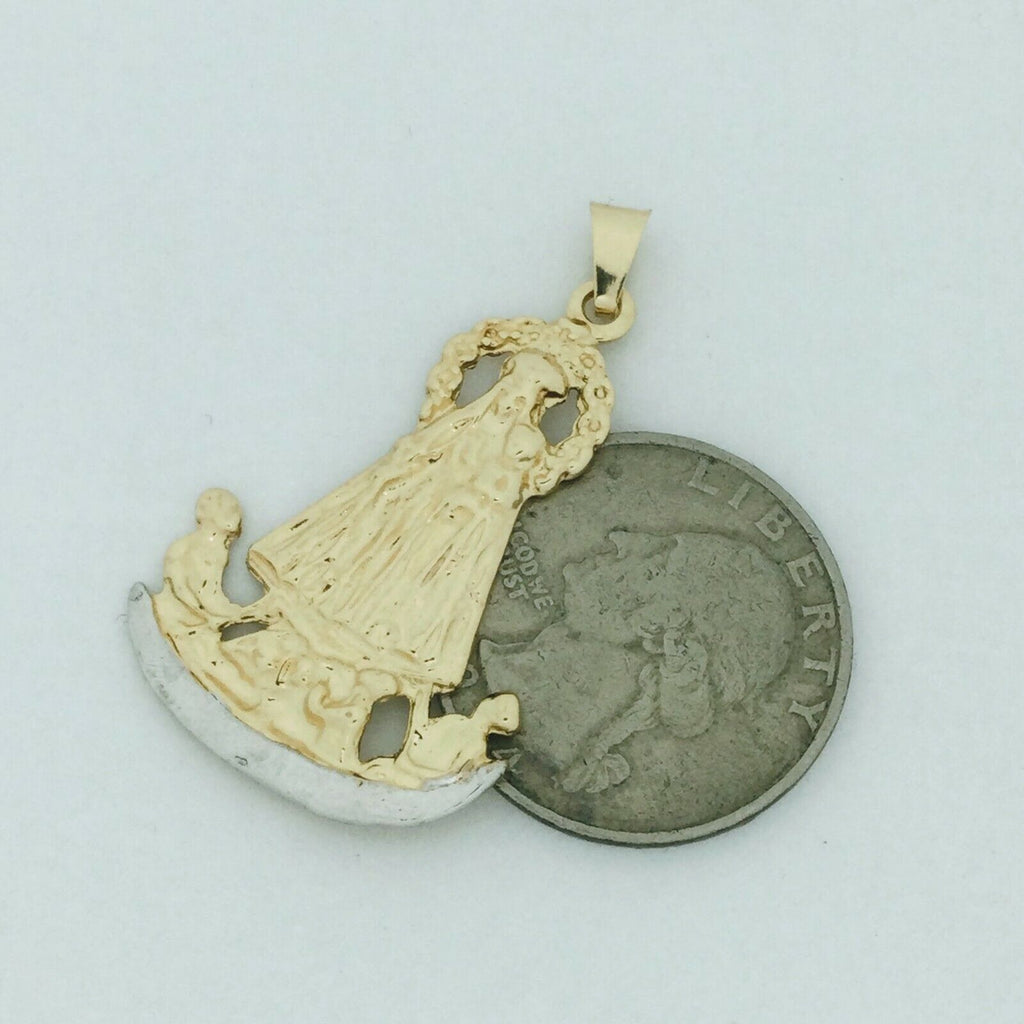 18k Virgen Caridad Del Cobre Our Lady of Charity Yoruba Pendant Necklace Medal