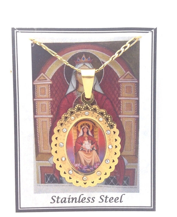 Stainless steel catholic medal Virgen mary Coromoto of Venezuela pendant 1 3/16"