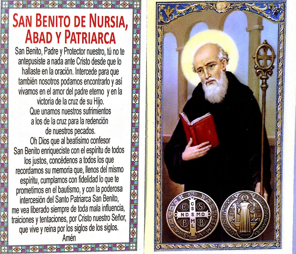 6 San Benito estampa oracion Saint Benedict Laminated Prayer Holy Card Spanish