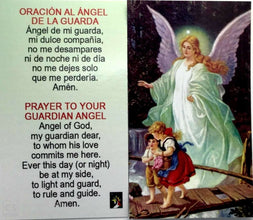 6 Guardian Angel PRAYR HOLY CARD ESTAMPA  Laminada Angel de la Guarda 3.5