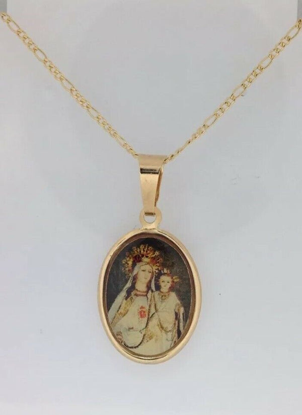14KT Gold Filled Virgen de La Mercedes Medal Pendant, 3/4" Lady of Mercy Medal
