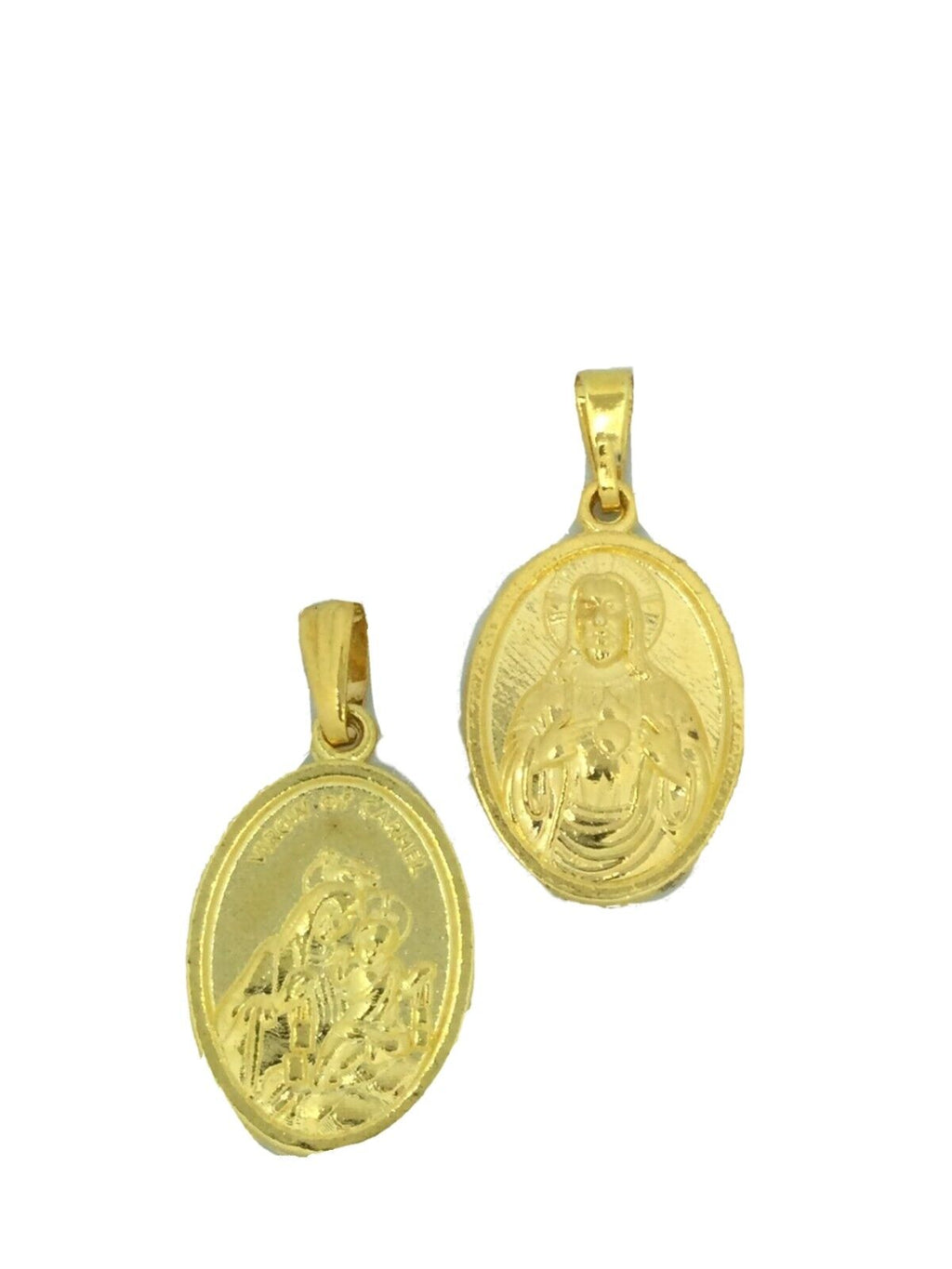 Pack of 3 Heart of Jesus & Virgin of Mt.Carmel Gold tone Scapular Medals & Pray
