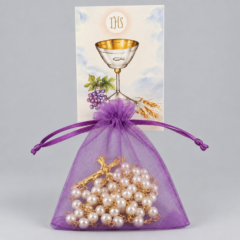 Primera comunión Rosario blanco/First Communion White pearl Rosary 