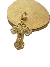 18K Yellow Gold Plated Cross Crucifix Religious JESUS  Pendant Charm Protection